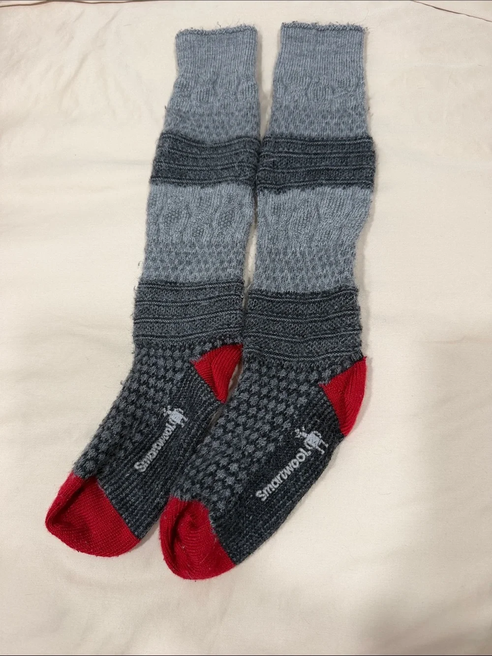 Smartwool Kid’s Grey & Red Merino Blend Performance Hiking Socks
